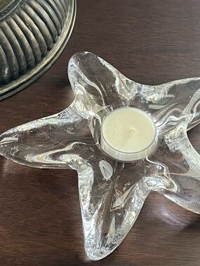 Simon Pearce Clear Star-Shaped Glass Tealight Holder